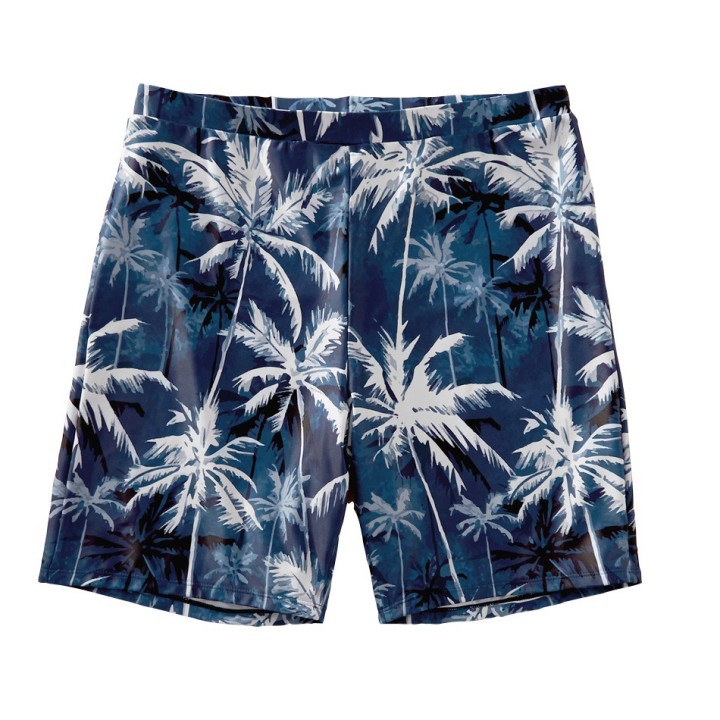 Flounce Coconut Tree Print Matching Swimsuits - Men Deep Blue