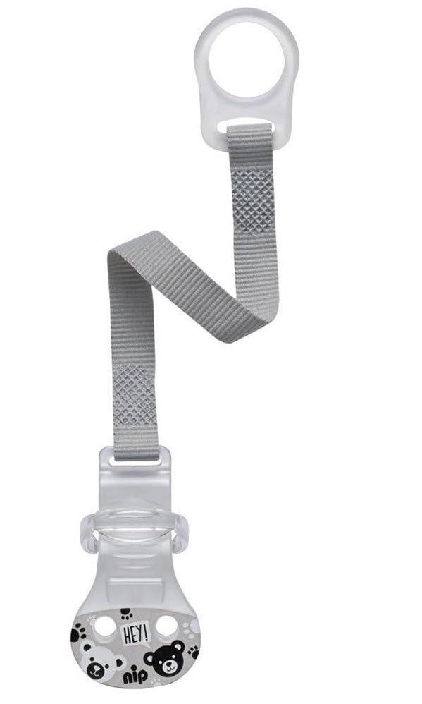 Nip Pacifier band Dummy strap with ring - Grey