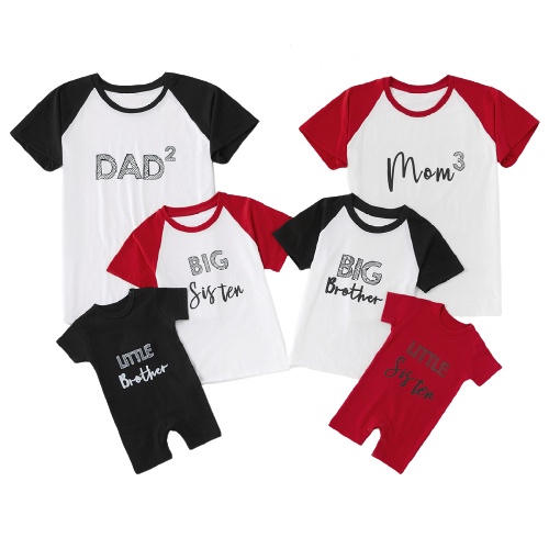 Letter Print Family Matching Cotton Tops