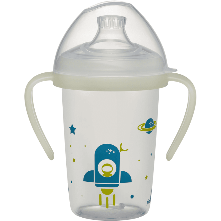 Nip Training bottle Glow - with silicone beak - Planets 270 ml