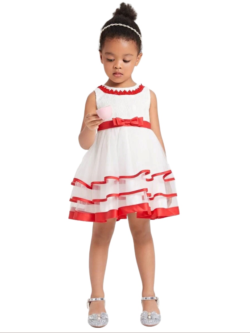 Flare Mesh Party Dress - White