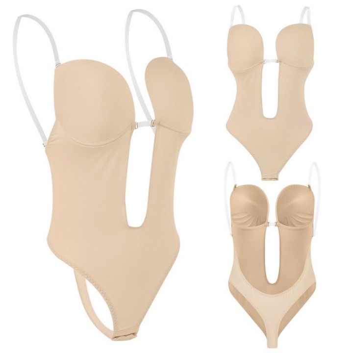 Women Bodysuit Shapewear push up bra - Beige