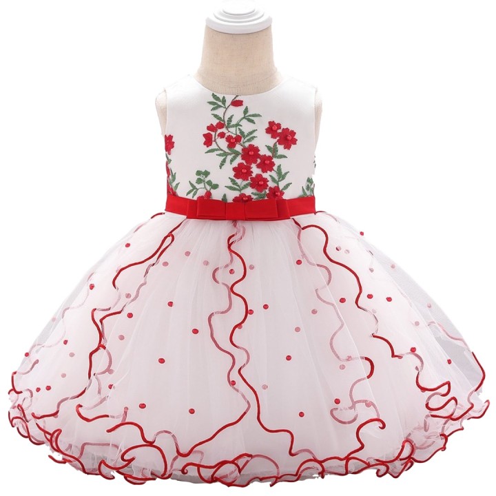 Flower Dress Red - White