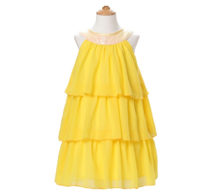 Dress for events Solid Color Layered Halter - Yellow
