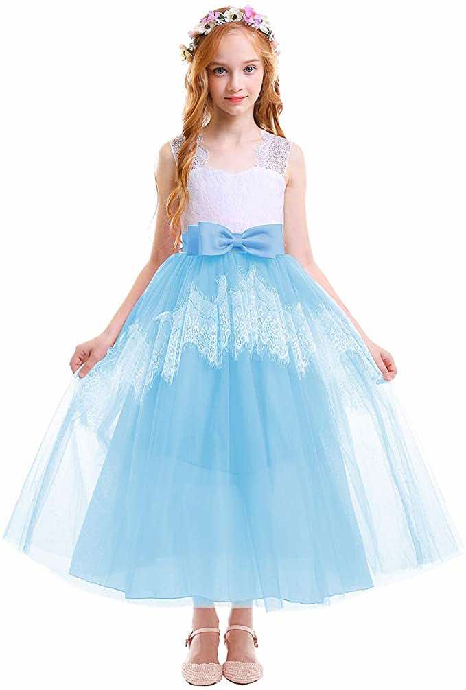 Princess Girl Dress For Event Light Blue