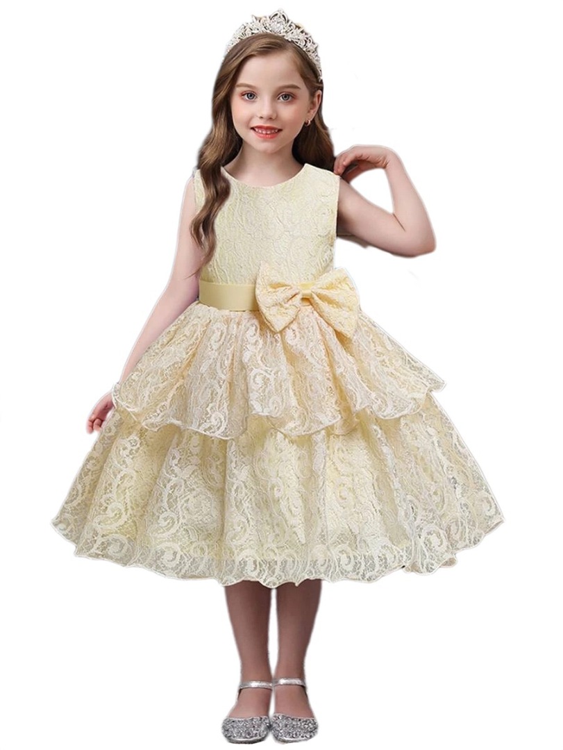 Girls Party Dress - Yellow