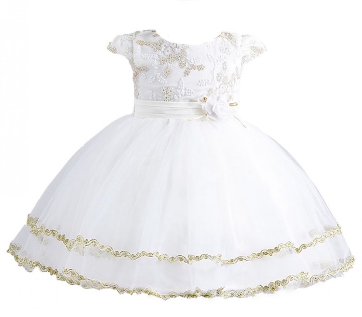 Floral Party Mesh Tulle Tutu Princess Dress - White