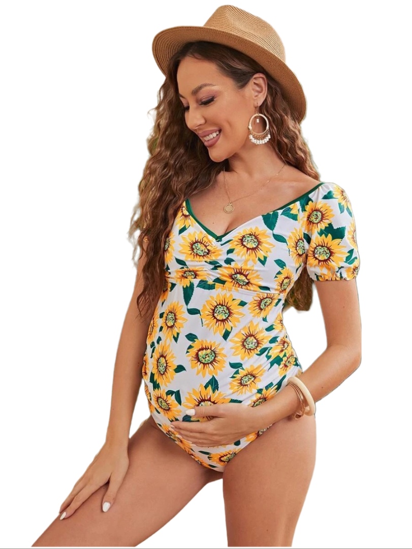 Maternity Swimsuit Floral - White