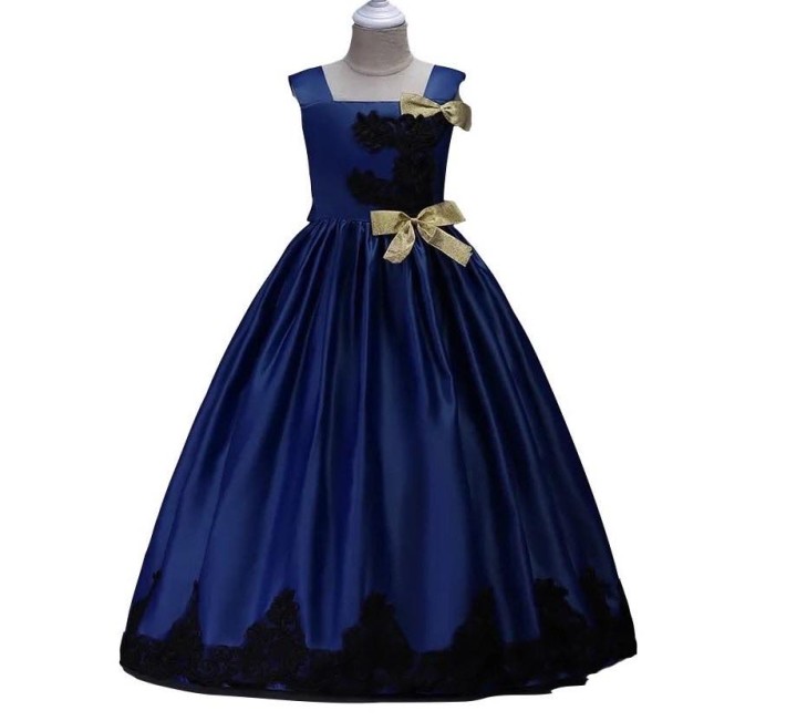Design Lace Decor Sleeveless Princess Party Dress - Royal Blue