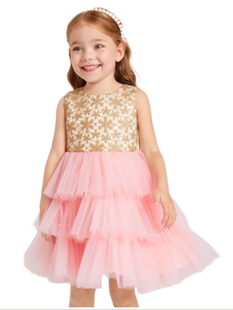 Girls Floral Gown Dress - Pink