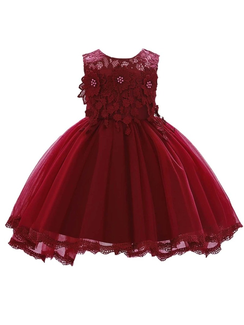 Girl Party Dress - Bordo
