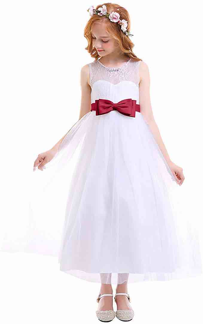 Dress for girls White with Red