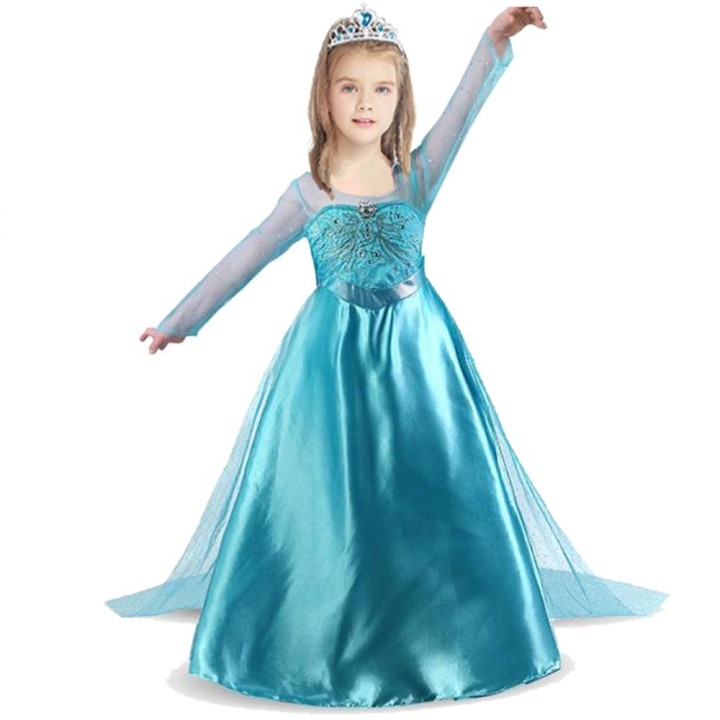 Queen of snow girl Dress Blue