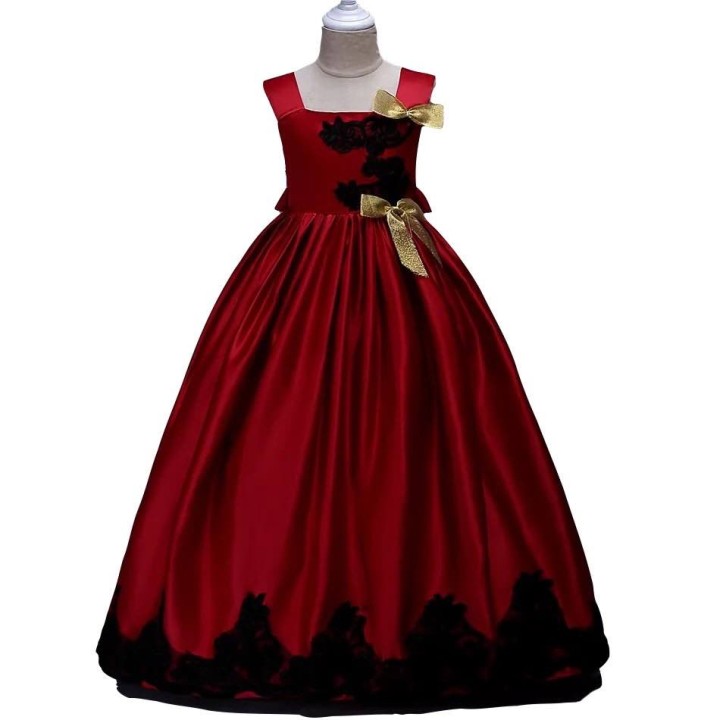Design Lace Decor Sleeveless Princess Party Dress - Burgundy