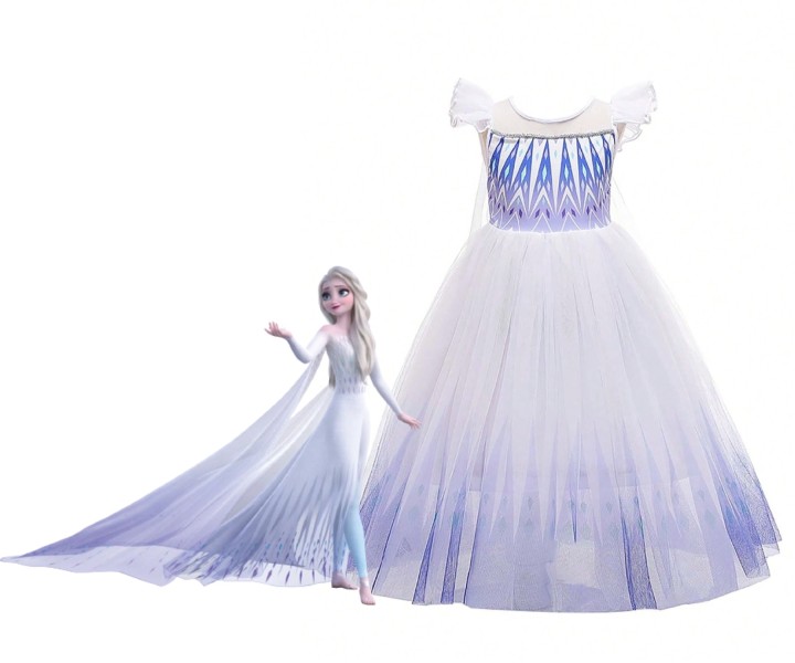 Snow Queen Costume Dress for Girls white