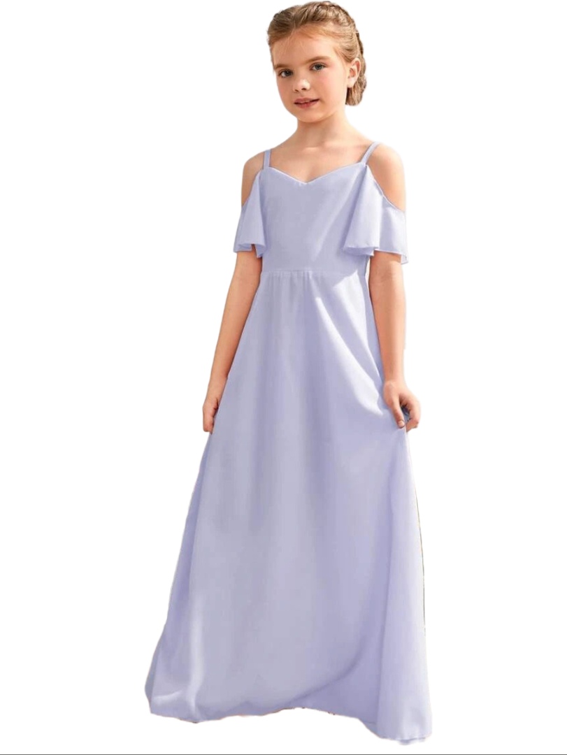 Shoulder Maxi A-line Dress - Purple