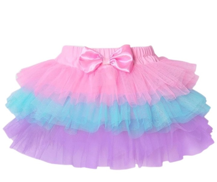Layered Ruffle Hem Mesh Skirt - Multicolor