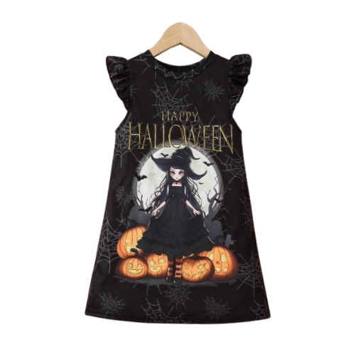 Halloween Ruffled Dress Black