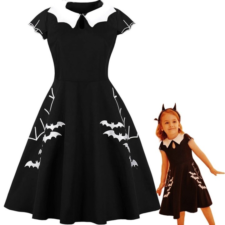 Girl Dress Bat  - Black