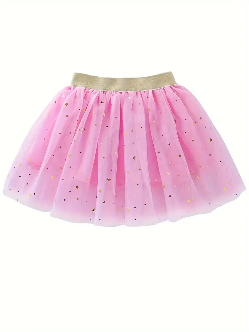Stars Moon Glitter Design Skirt - Pink