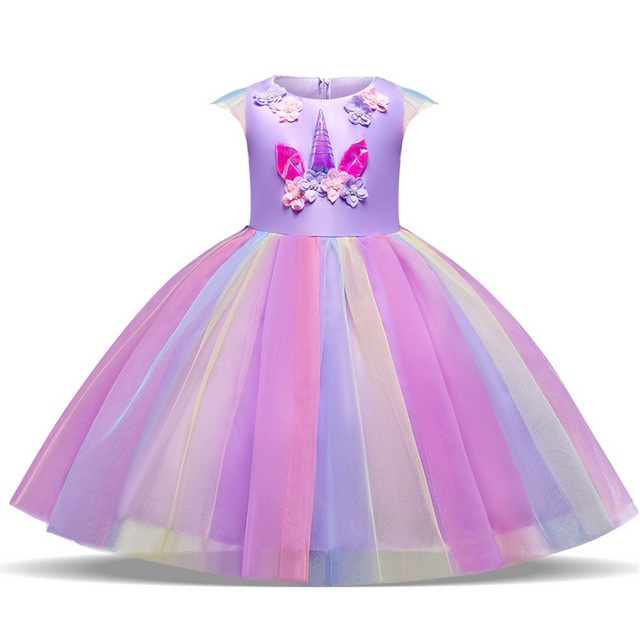 Unicorn Girl Dress  - Purple