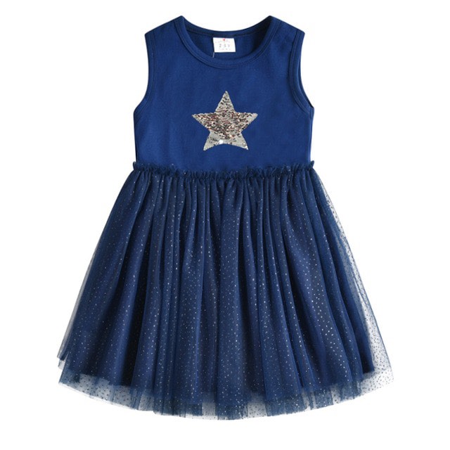 Blue Girl Dress Grey Star