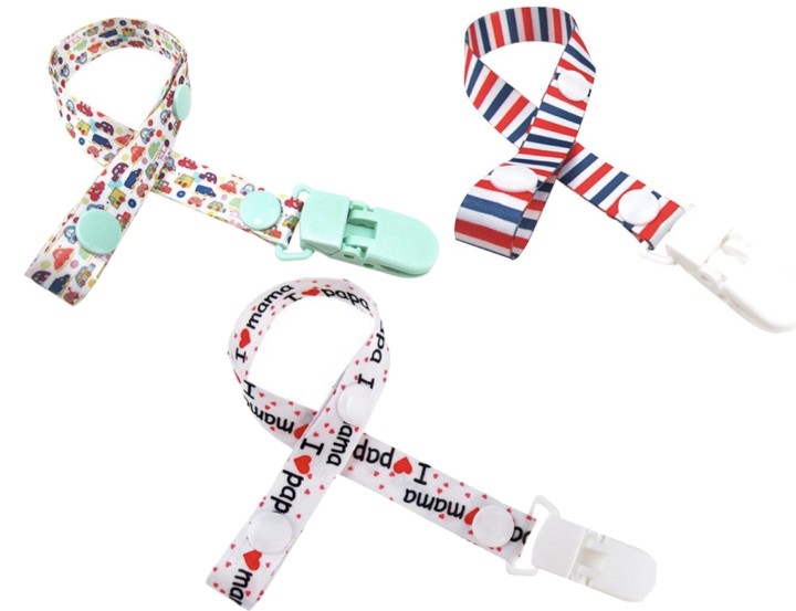 Set of 3 Soother Clips white - Red