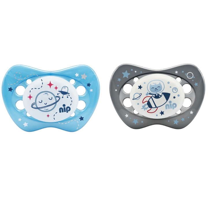 Set of 2 Glow soothers Night - Grey Blue