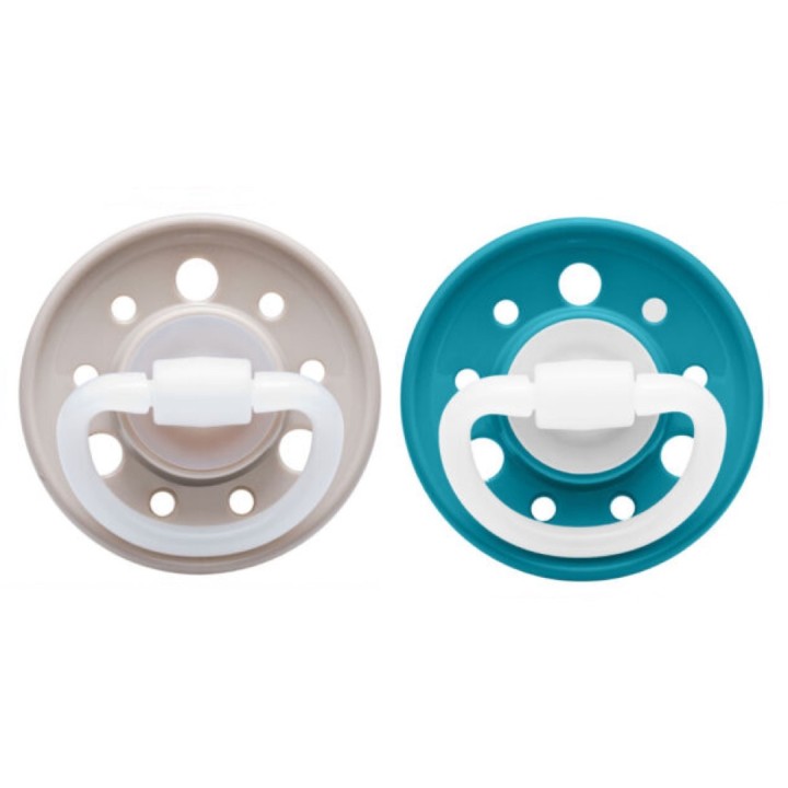 Set of 2 Nip soothers cherry Grey and Τurquoise