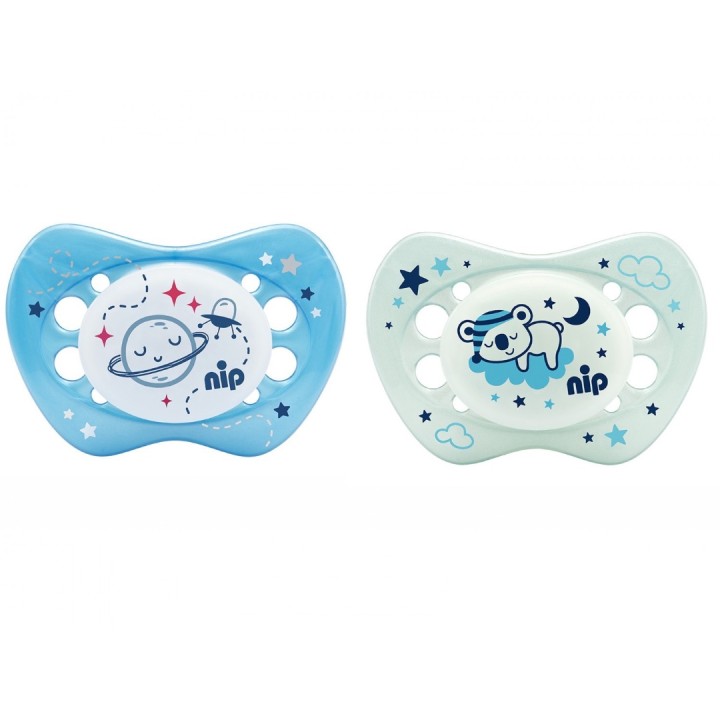 Set of 2 Glow soothers Night - Blue