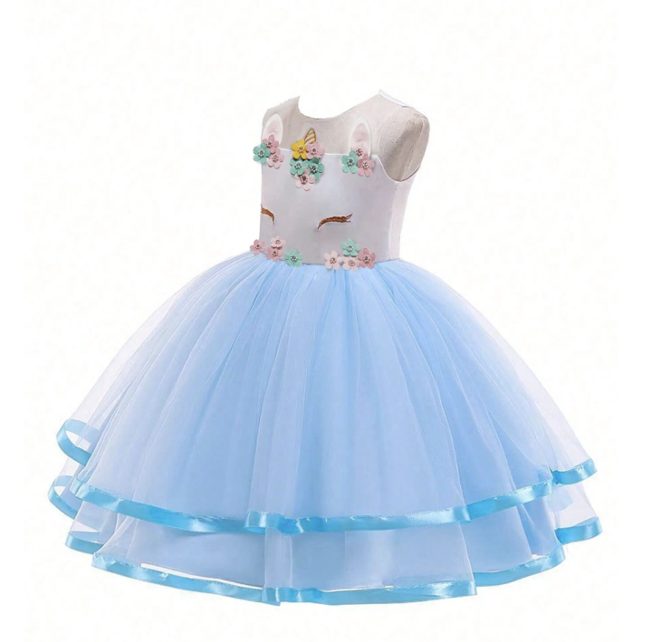 Dress Unicorn white - Light Blue