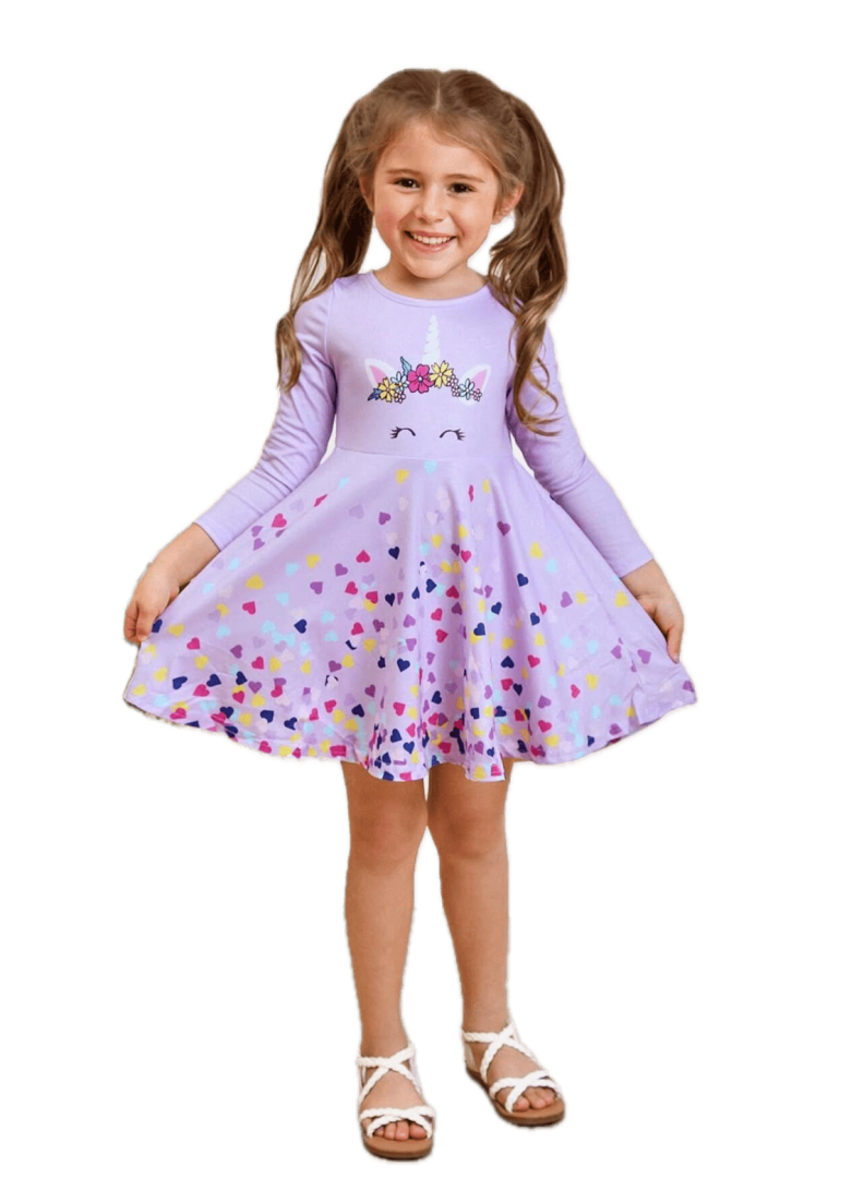 Girls Dress Unicorn Purple